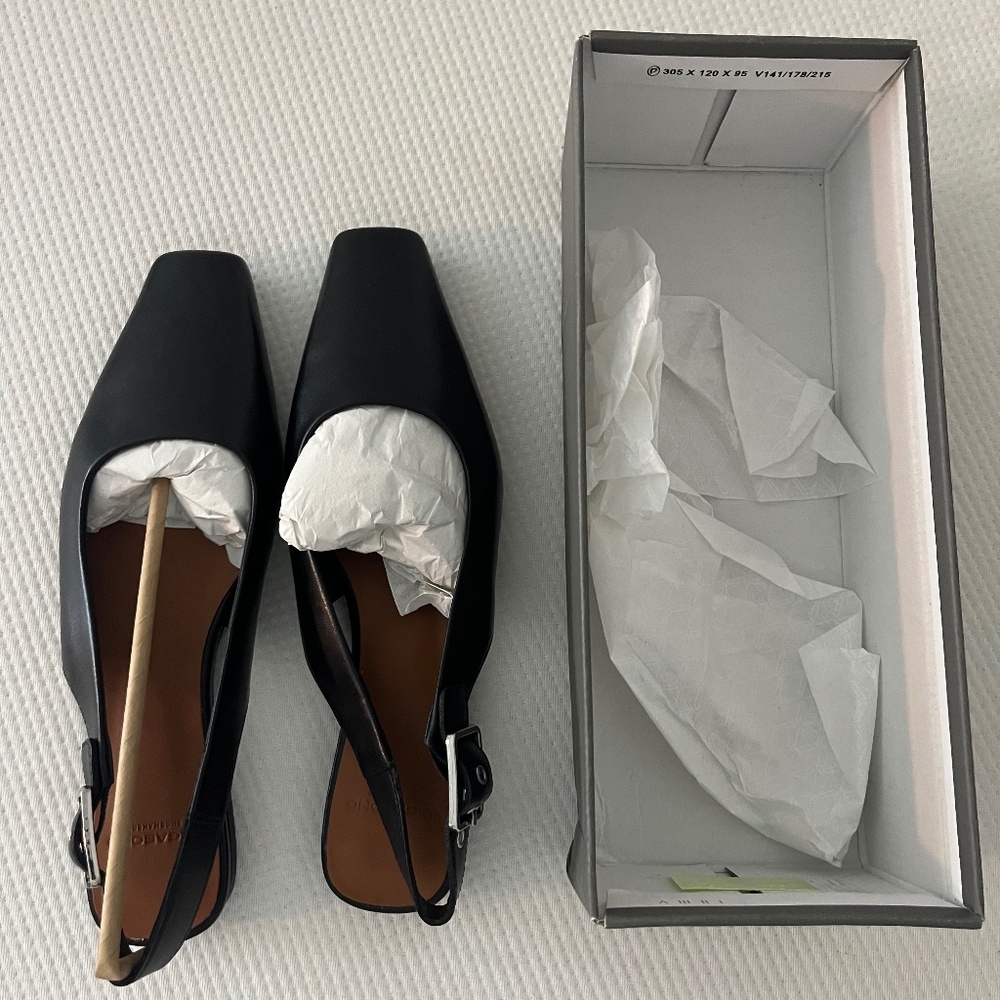 Women's Black Slingback Flats, Size 8, Vagabond Wioletta, New W/ Tags In Box